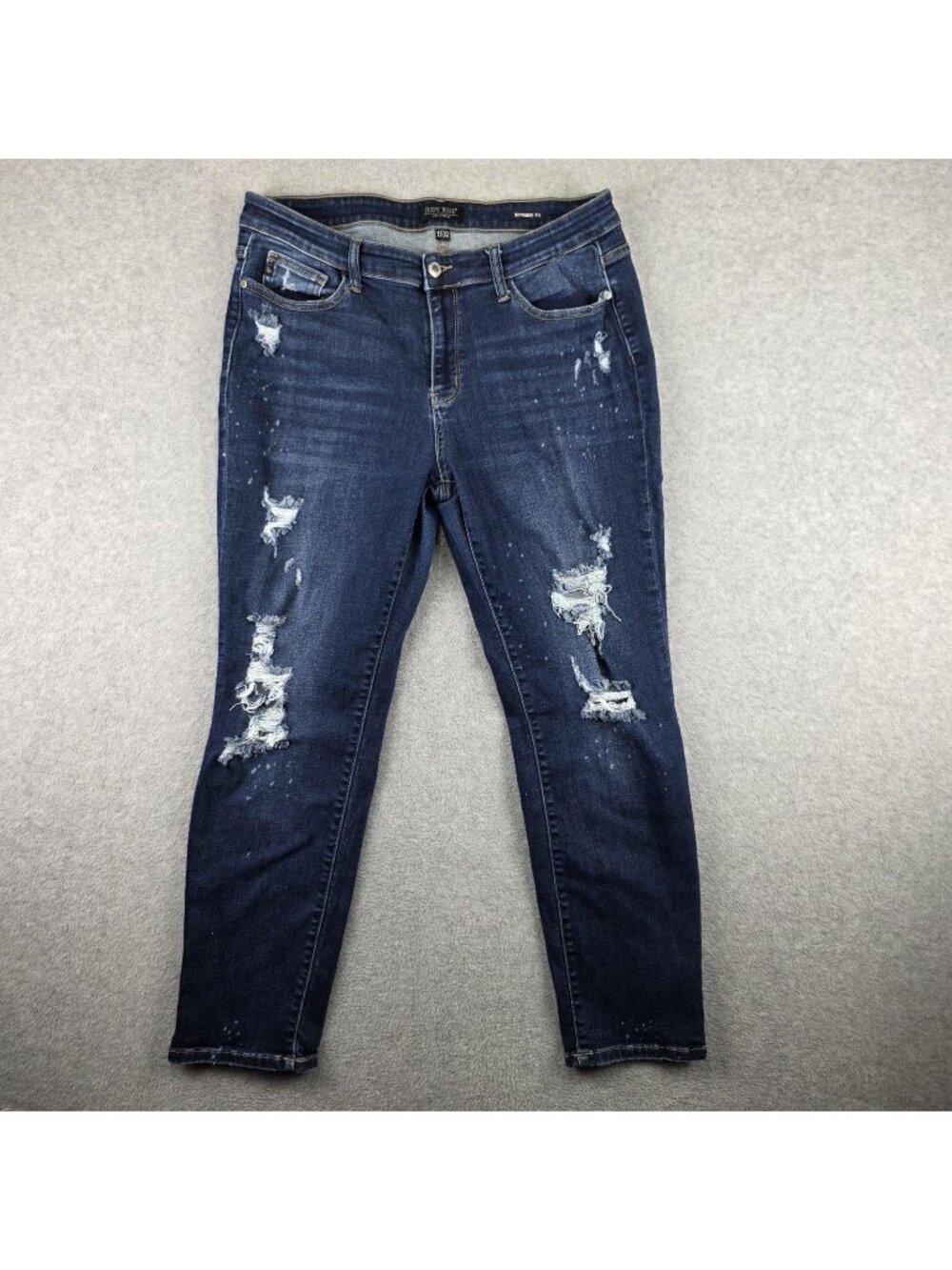 Judy Blue Boyfriend Fit Jeans Womens 15/32 Distressed Dark Wash Stretch Denim